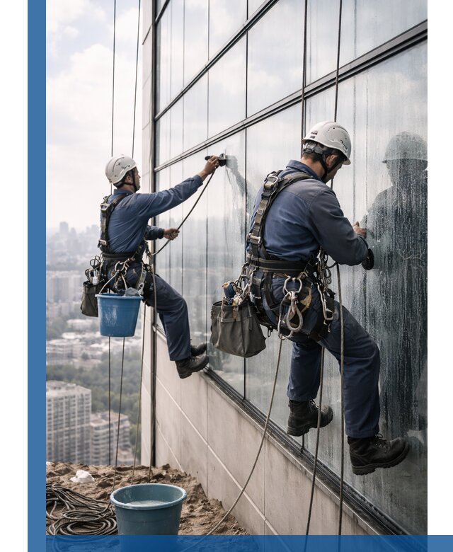 Профессиональная мойка фасадных окон альпинистами в Кохме