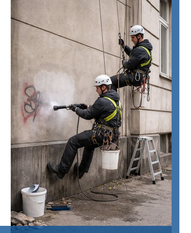 Удаление граффити с фасада в Кохме от 4675 р. | ВЫСОТНИК-Кхм