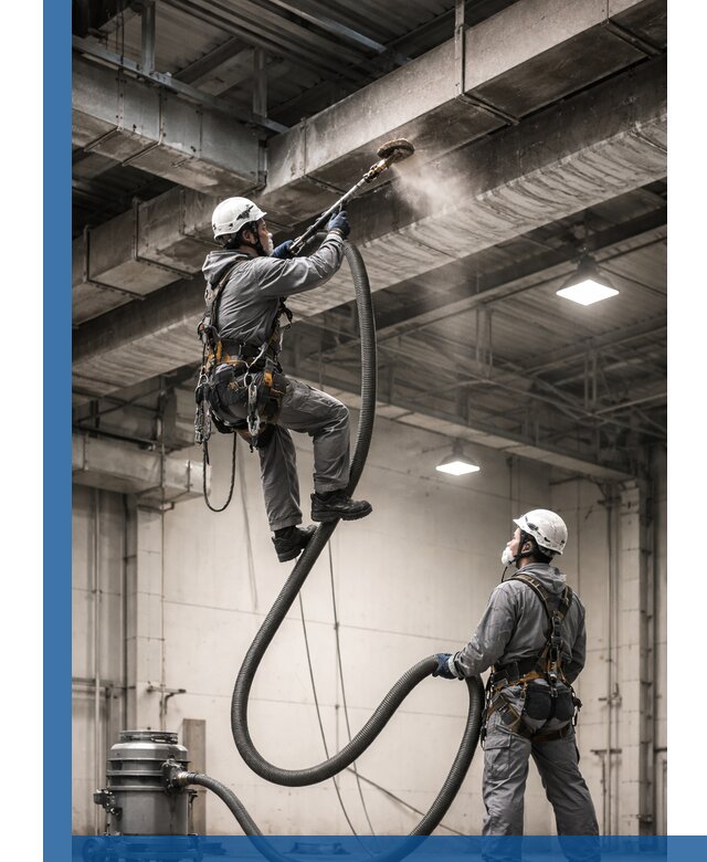 Обеспыливание потолочных конструкций в Кохме промышленным альпинизмом