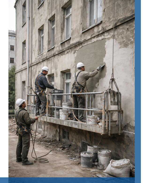 Капитальный ремонт фасада в Кохме от 4363 р. | ВЫСОТНИК-Кхм