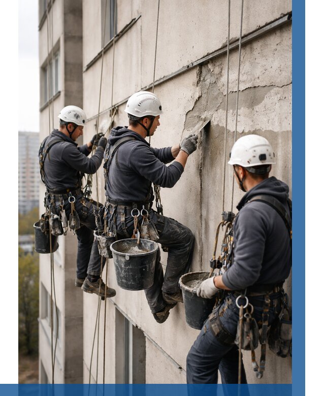 Ремонт бетонных элементов фасада в Кохме от 2597 р. | ВЫСОТНИК-Кхм