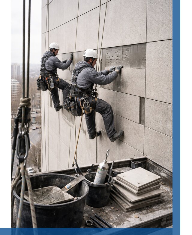 Ремонт фасада из керамогранита в Кохме от 2597 р. | ВЫСОТНИК-Кхм