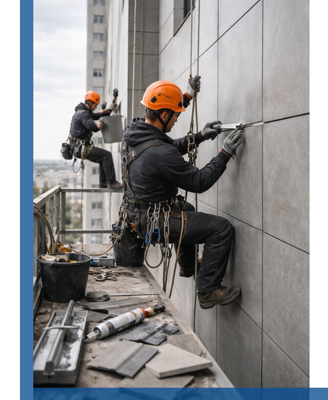 Профессиональный ремонт фасада из керамогранита в Кохме