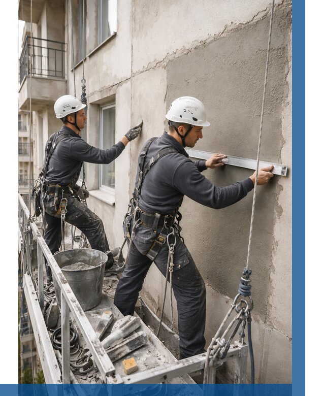 Штукатурка фасада на высоте в Кохме от 935 р. | ВЫСОТНИК-Кхм