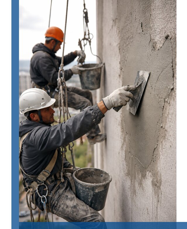 Штукатурка фасада на высоте в Кохме профессиональные работы