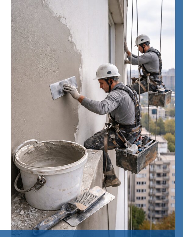 Шпаклевка фасада на высоте в Кохме от 727 р. | ВЫСОТНИК-Кхм