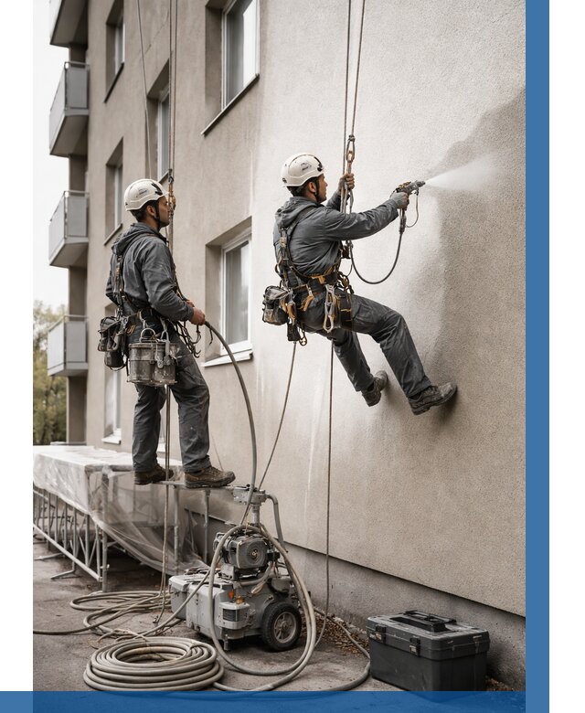 Безвоздушная покраска фасада в Кохме от 229 р/м² | ВЫСОТНИК-Кхм