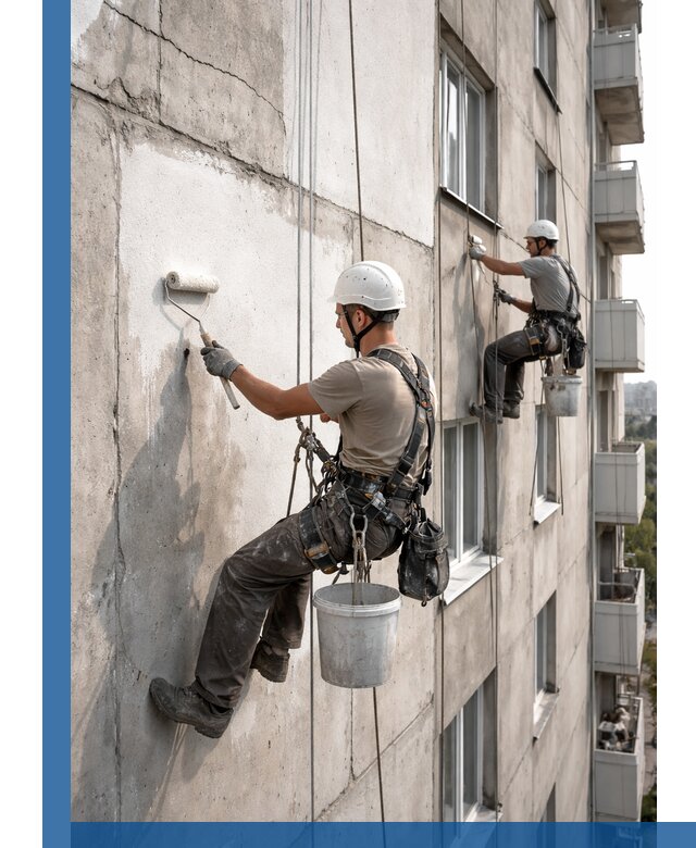 Покраска бетонного фасада в Кохме для жилых и промышленных объектов