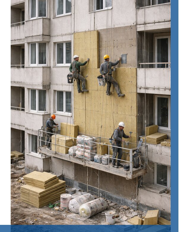 Утепление фасада минватой в Кохме от 1558 р. | ВЫСОТНИК-Кхм