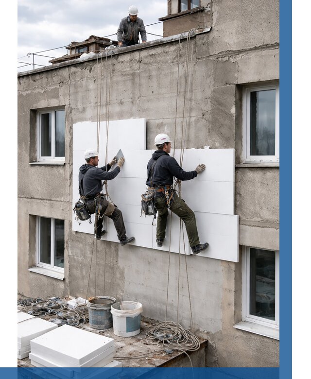 Утепление фасада пенополистиролом в Кохме от 1870 р. | ВЫСОТНИК-Кхм