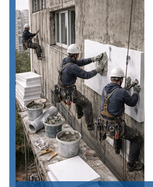 Утепление фасада пенополистиролом в Кохме под ключ