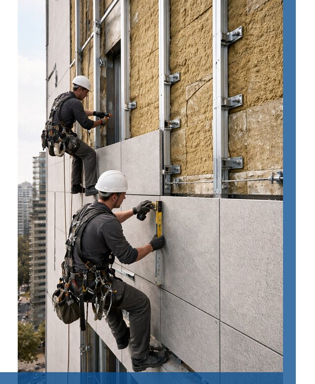 Монтаж вентилируемого фасада в Кохме от 3636 р. | ВЫСОТНИК-Кхм