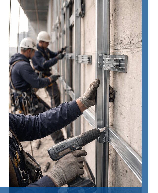 Монтаж подсистемы вентфасада в Кохме от 883 р. | ВЫСОТНИК-Кхм