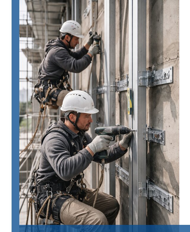 Монтаж и крепление подсистемы вентфасада в Кохме