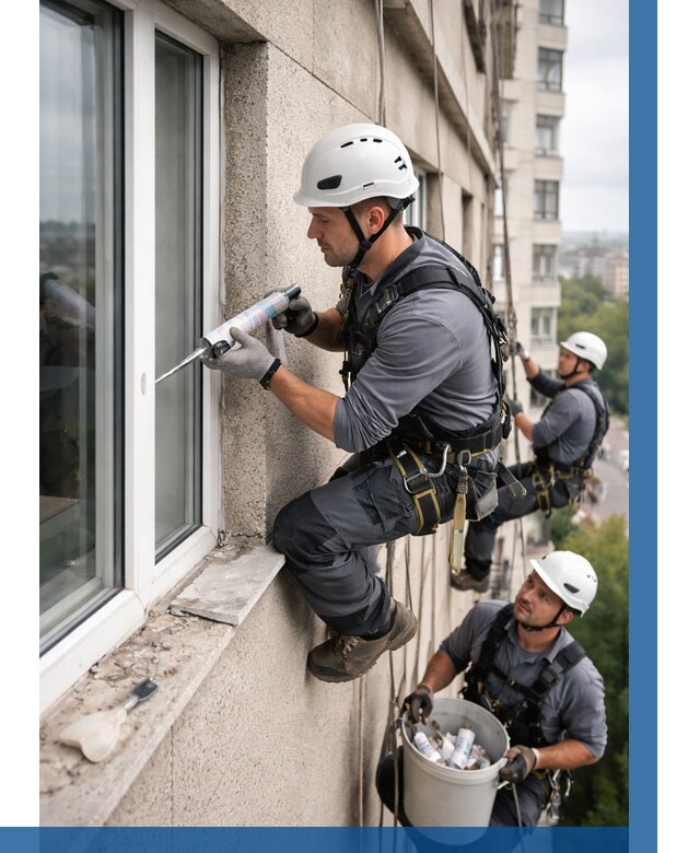 Герметизация оконных швов снаружи в Кохме от 1558 р. | ВЫСОТНИК-Кхм