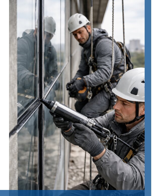 Герметизация витражных швов в Кохме от 675 р. | ВЫСОТНИК-Кхм