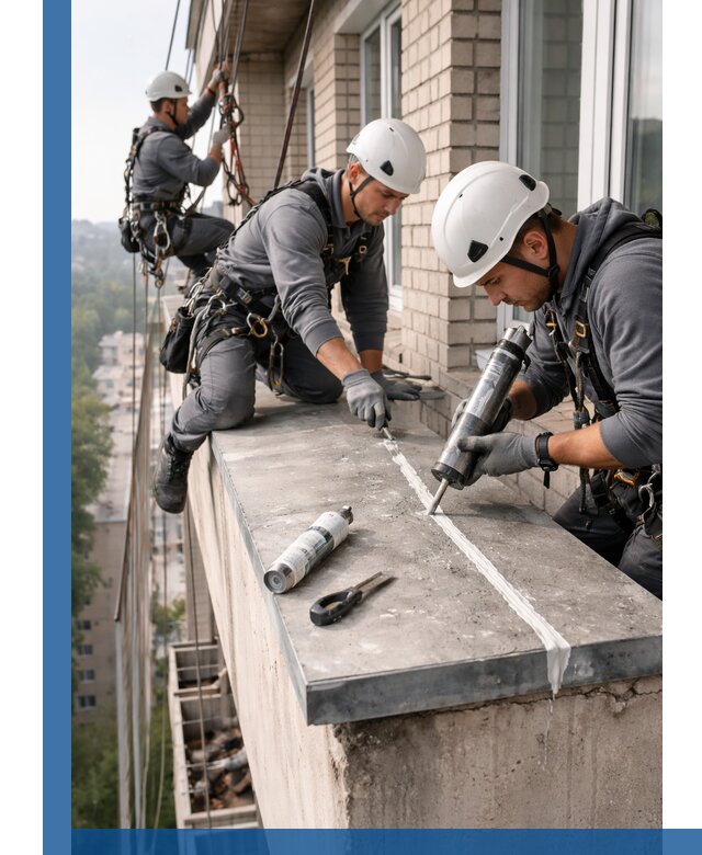 Герметизация балконного козырька в Кохме профессионально