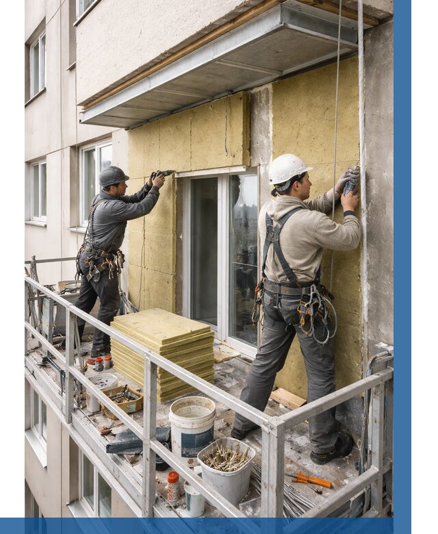 Утепление балкона снаружи в Кохме от 1662 р. под ключ ВЫСОТНИК-Кхм