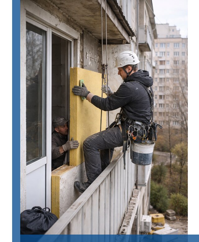 Профессиональное утепление балкона снаружи в Кохме под ключ