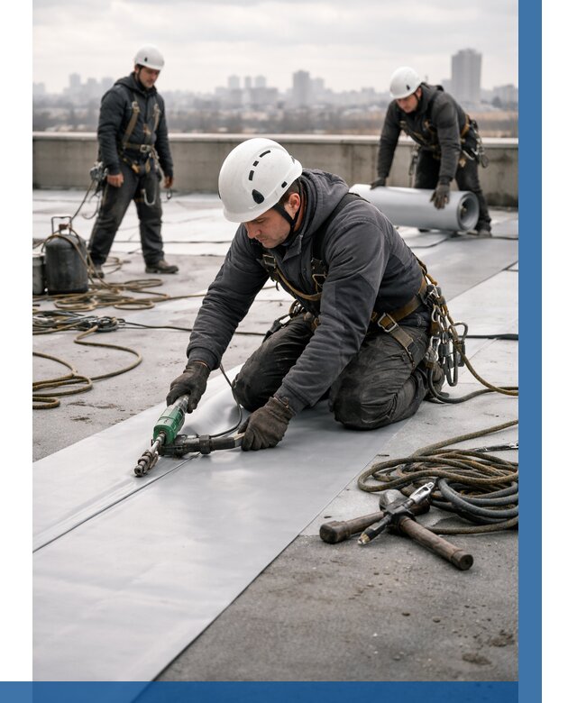 Ремонт мембранной кровли в Кохме от 1870 р./м2 | ВЫСОТНИК-Кхм