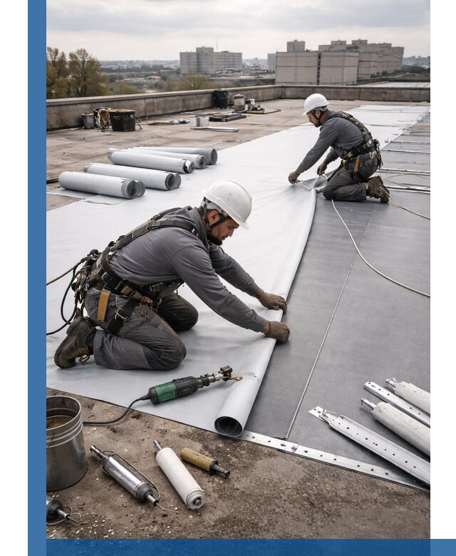 Монтаж мембранной кровли в Кохме для промышленных зданий