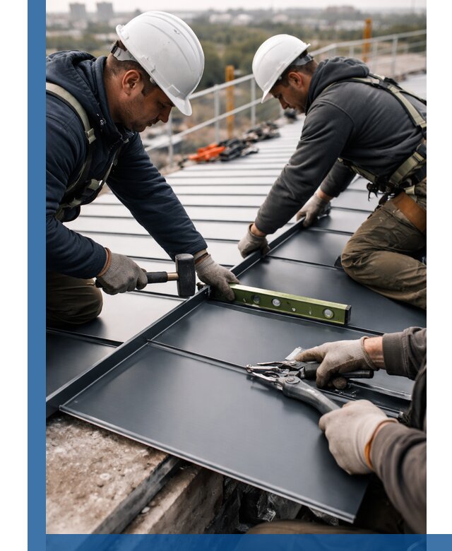 Монтаж фальцевой кровли в Кохме для промышленных зданий