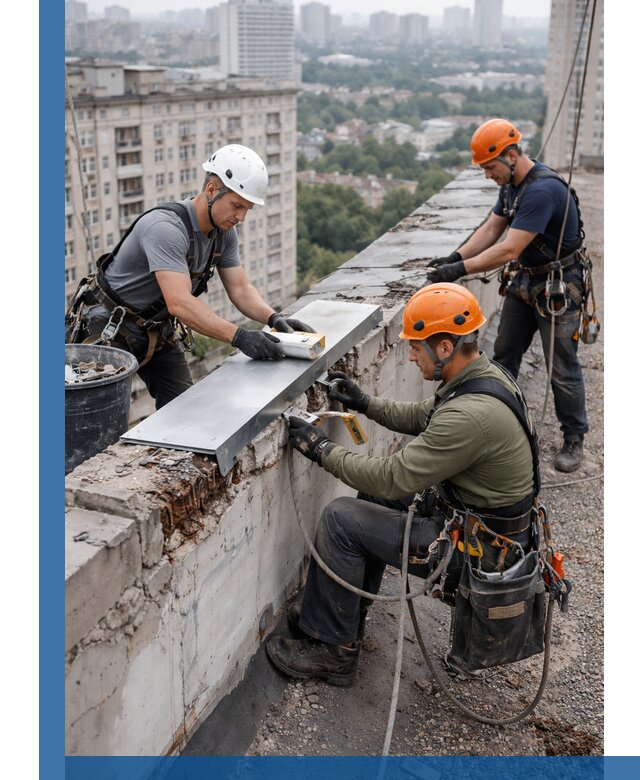 Ремонт парапета на кровле в Кохме, высотные работы с гарантией