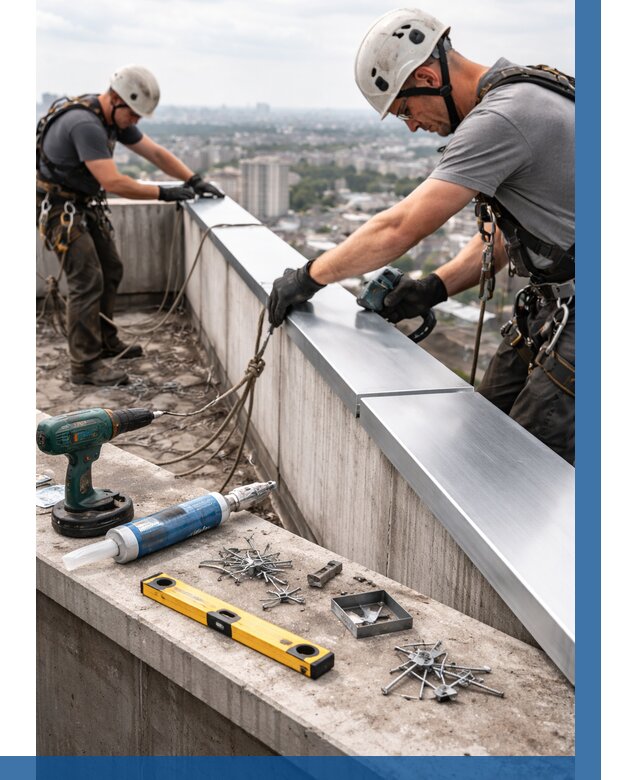 Монтаж парапетных крышек в Кохме от 831 р. | ВЫСОТНИК-Кхм