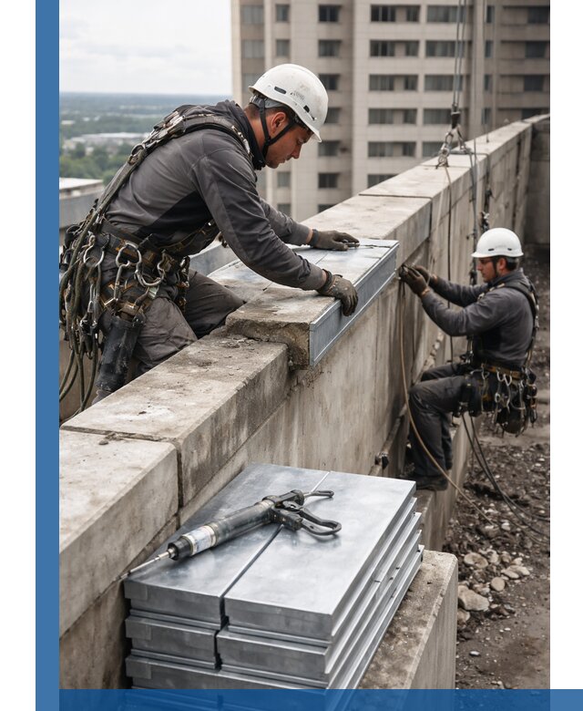 Замена парапетных крышек и установка новых в Кохме