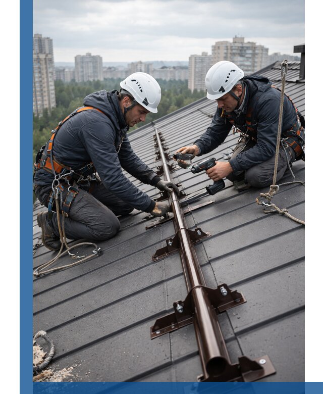 Монтаж снегозадержателей на кровле зданий в Кохме под ключ