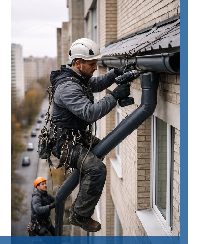 Монтаж водосточной системы на здании в Кохме от 5194 р. | ВЫСОТНИК-Кхм