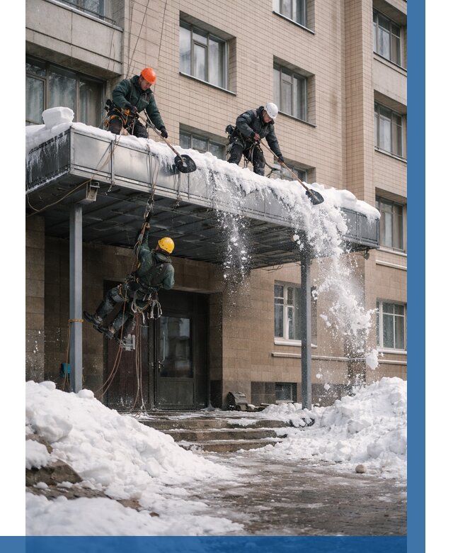 Очистка козырьков от снега в Кохме от 3636 р. | ВЫСОТНИК-Кхм