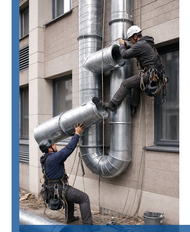 Монтаж фасадных воздуховодов в Кохме с герметизацией и крепежом
