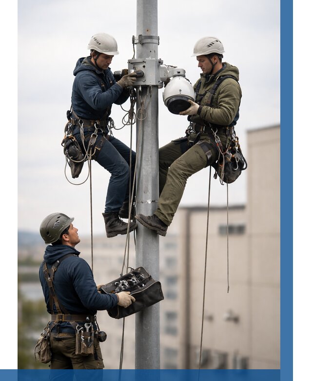 Установка видеокамер на мачте в Кохме от 8830 р. | ВЫСОТНИК-Кхм