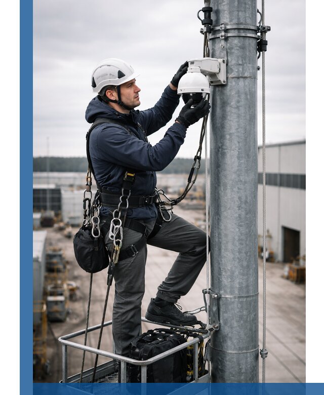 Профессиональная установка видеокамер на мачте в Кохме