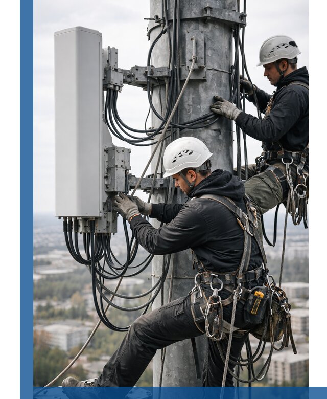 Монтаж оборудования связи на мачте в Кохме с пусконаладкой