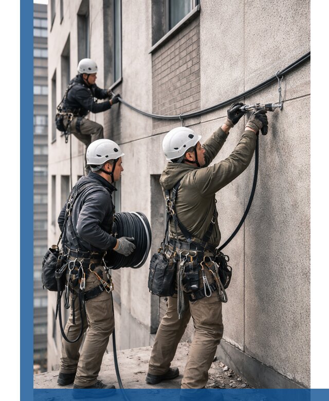 Прокладка кабеля по фасаду в Кохме, профессиональный монтаж