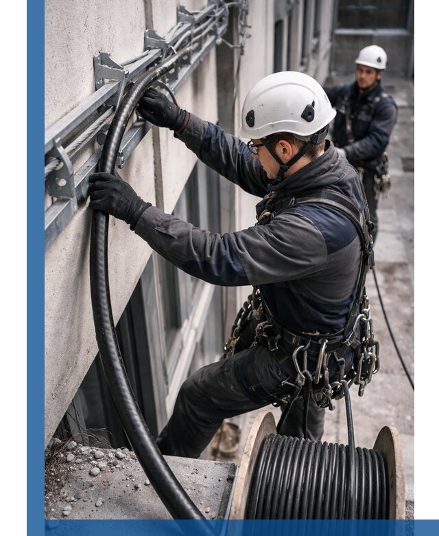 Протяжка кабеля питания на высоте в Кохме с гарантией безопасности и качества