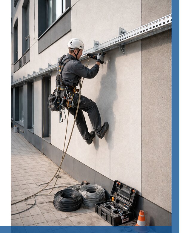 Монтаж кабельных лотков на фасаде в Кохме от 1247 р. | ВЫСОТНИК-Кхм