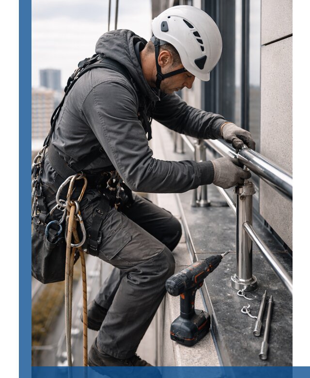 Монтаж ограждений на высоте в Кохме для зданий и конструкций