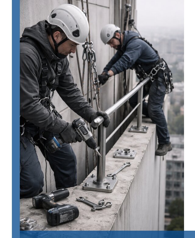 Монтаж перил на высоте в Кохме для жилых и промобъектов