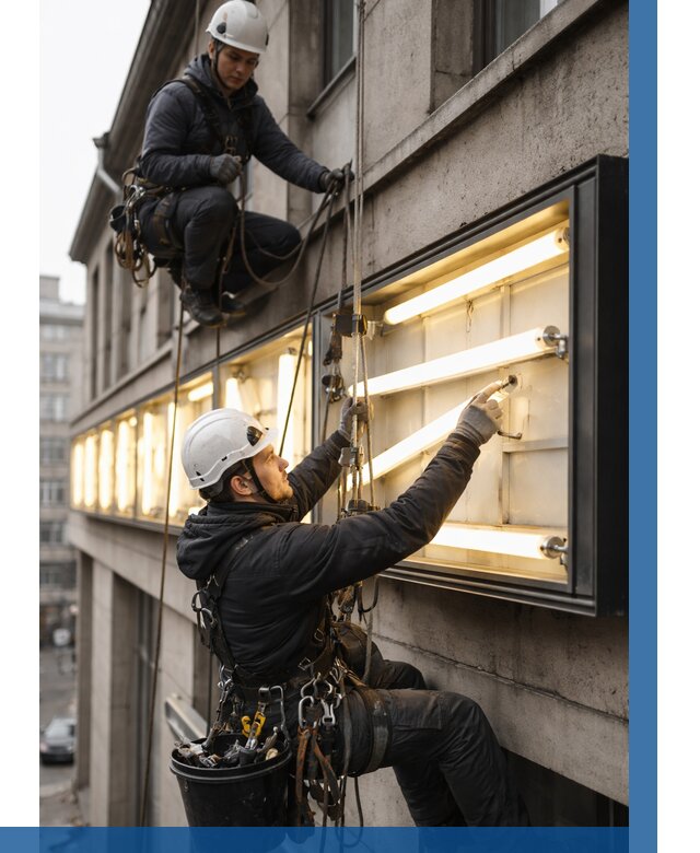 Замена ламп в вывеске в Кохме под ключ от 3636 р. | ВЫСОТНИК-Кхм