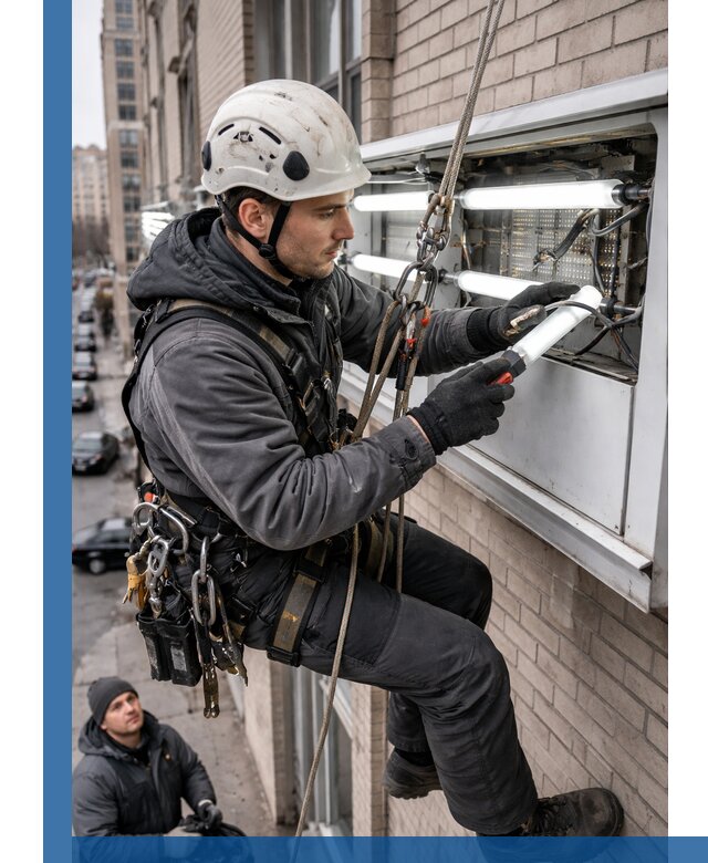 Профессиональная замена ламп в наружной вывеске в Кохме