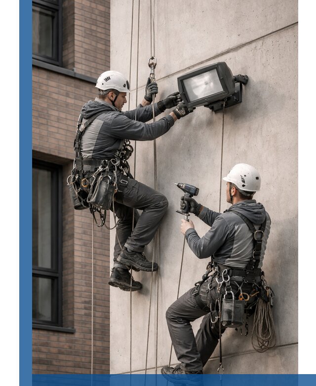 Профессиональный монтаж фасадных прожекторов в Кохме под ключ