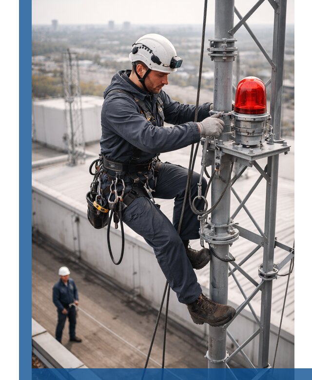 Монтаж заградительных огней и обслуживание объектов в Кохме