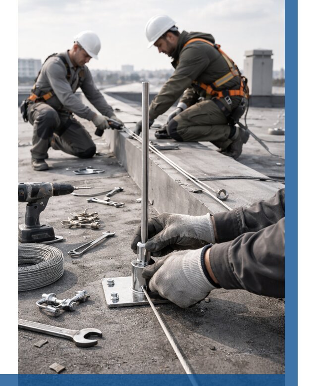 Монтаж молниезащиты на кровле в Кохме цена от 25970 р. | ВЫСОТНИК-Кхм