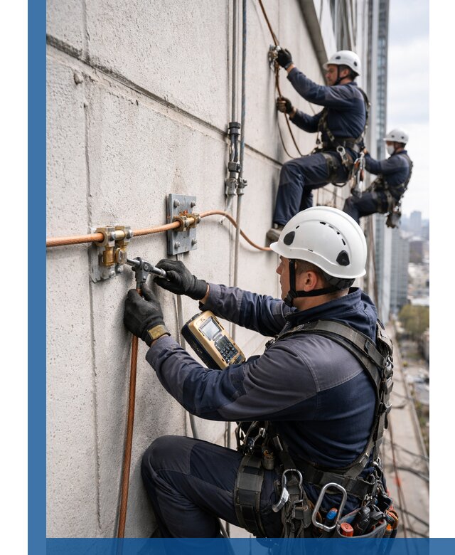 Монтаж системы заземления здания и молниезащиты в Кохме