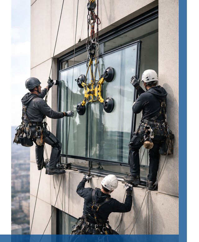 Монтаж стеклопакетов на высоте в Кохме от 3324 р. | ВЫСОТНИК-Кхм