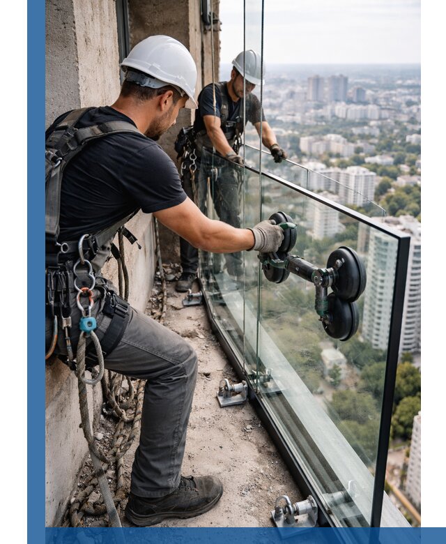 Монтаж стеклянных ограждений под ключ с гарантией в Кохме