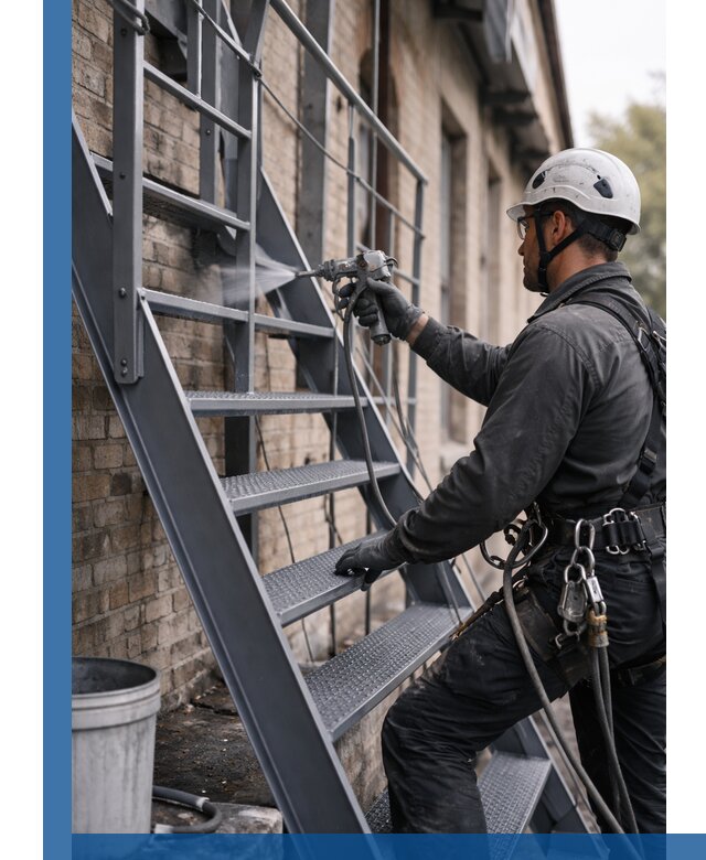 Покраска и антикоррозионная защита пожарных лестниц в Кохме